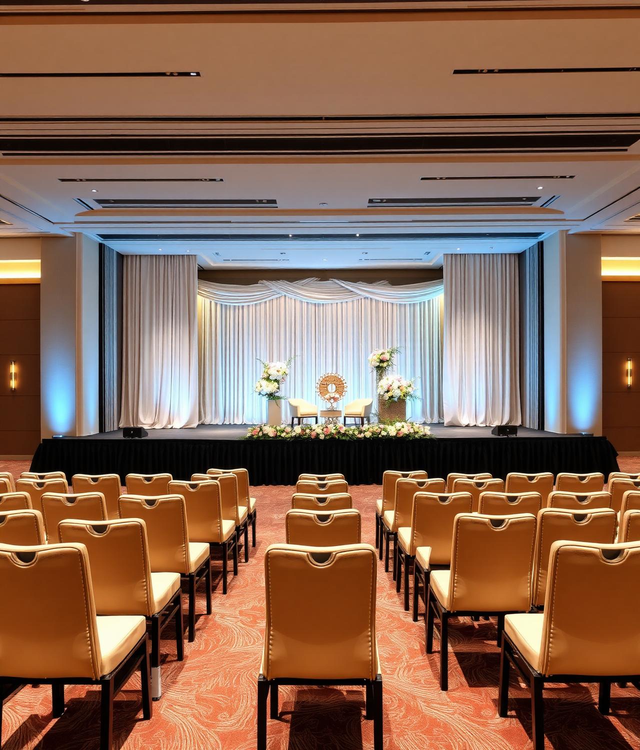 Conference hall seating and stage